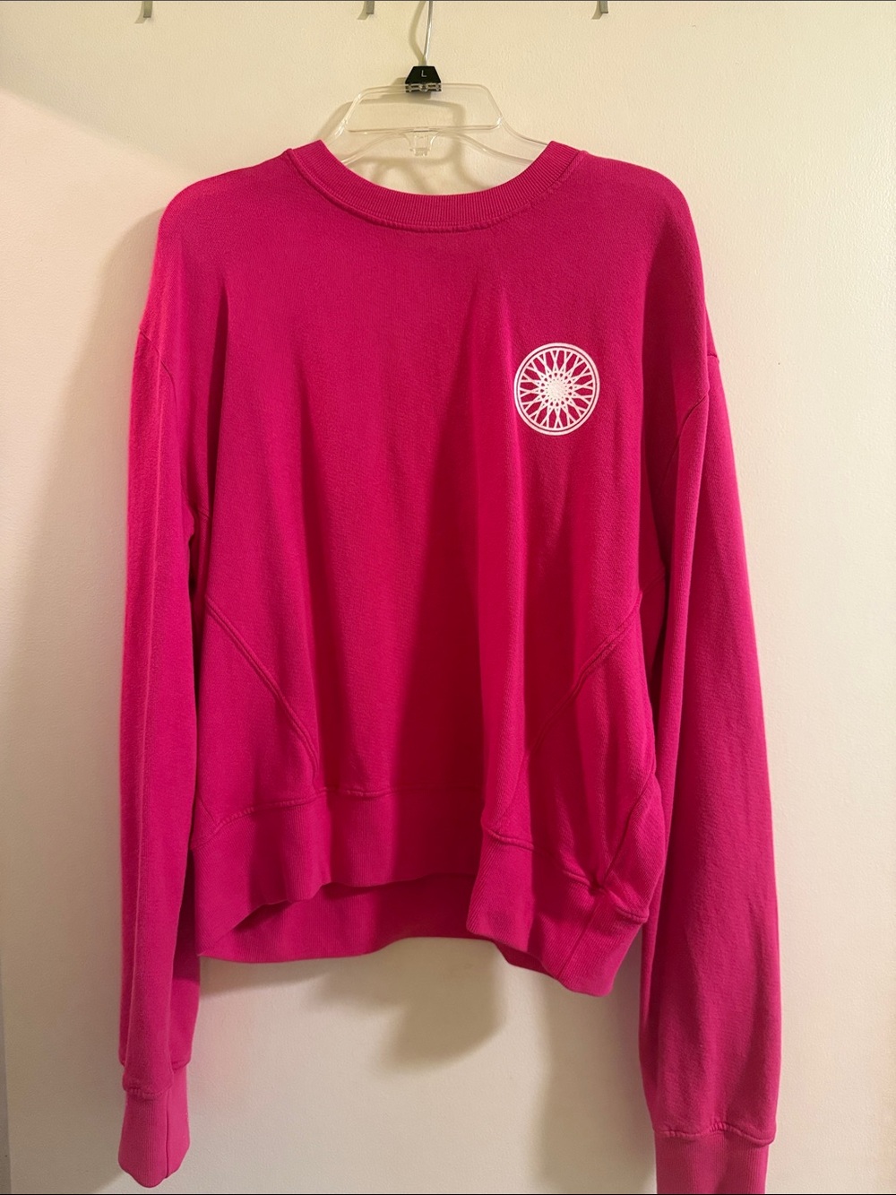 soulcycle pink crewneck palm beach